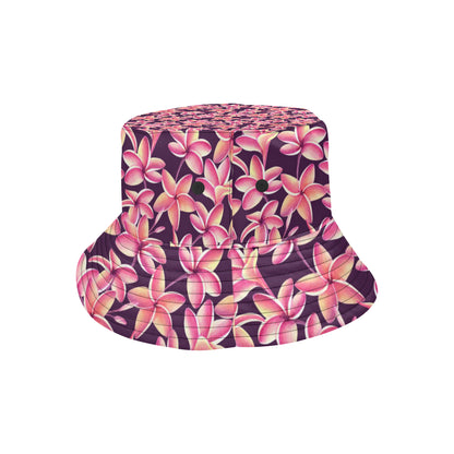 Purple Plumeria Pattern Print Design PM010 Unisex Bucket Hat