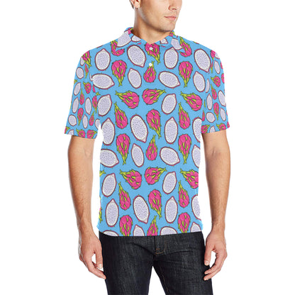 Dragonfruit Pattern Print Design DF04 Men Polo Shirt