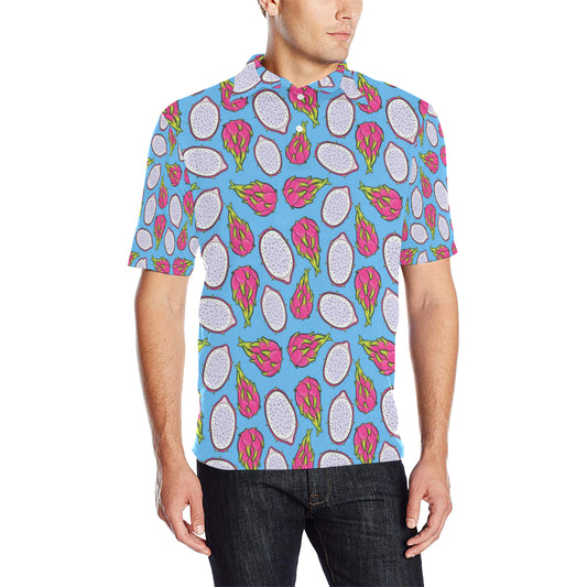 Dragonfruit Pattern Print Design DF04 Men Polo Shirt