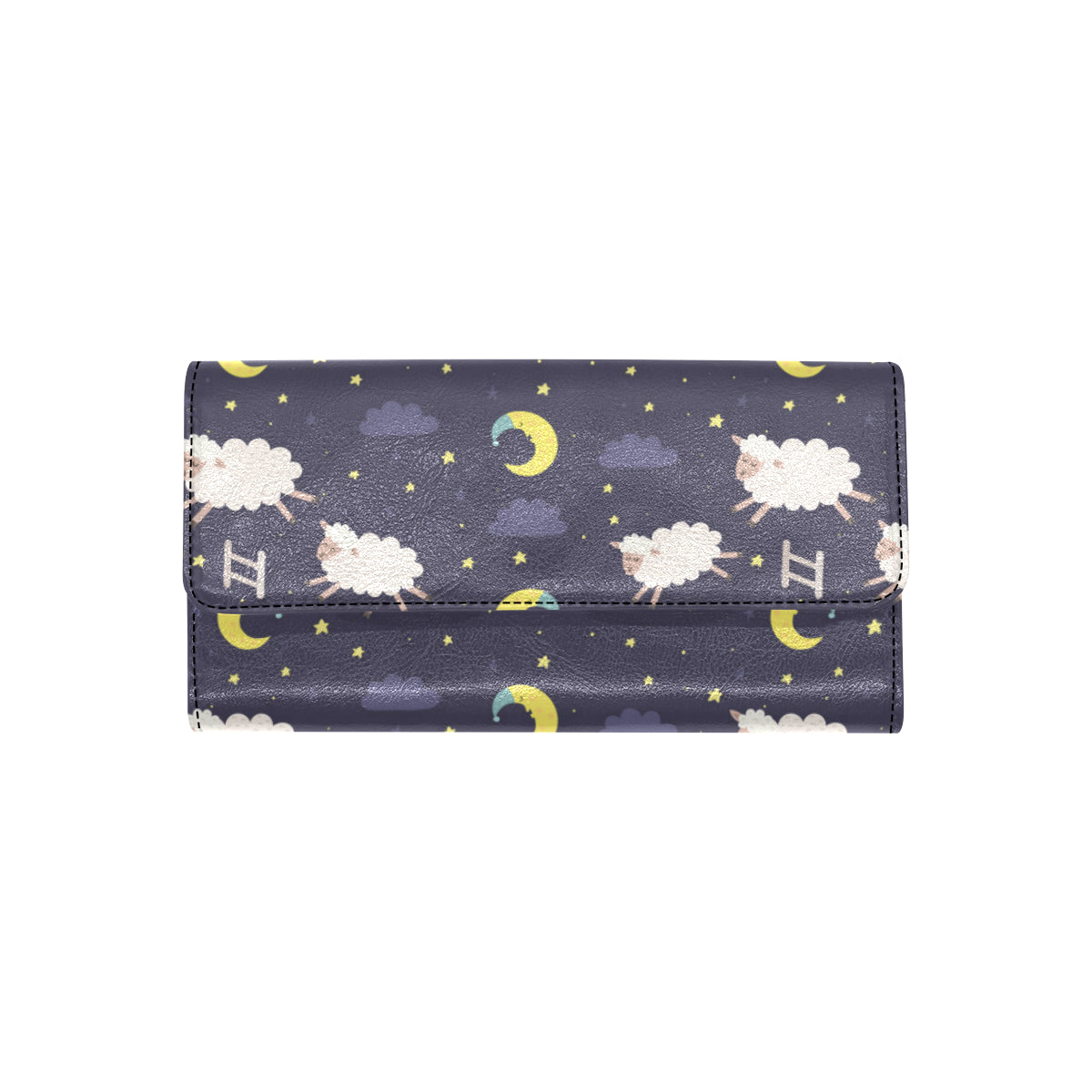 Sheep Night Pattern Print Design 02 Women's Trifold Wallet