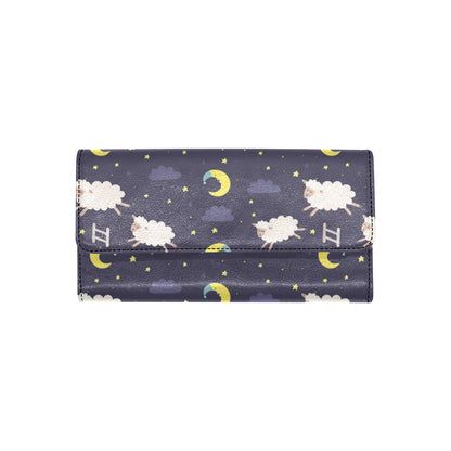 Sheep Night Pattern Print Design 02 Women's Trifold Wallet
