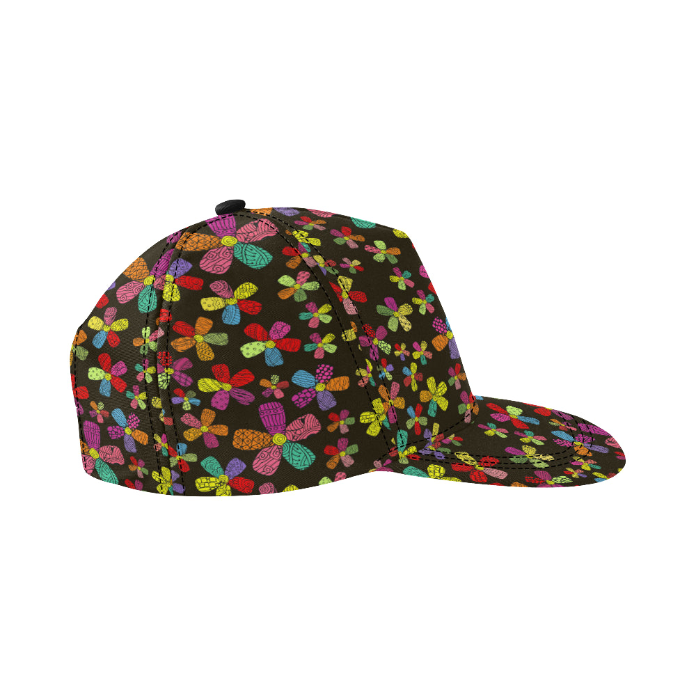 Flower Power Colorful Print Pattern Snapback Cap