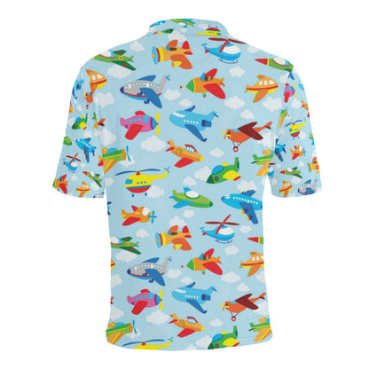 Airplane Colorful Pattern Print Design 01 Men Polo Shirt