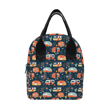 Camper Caravan Print Pattern Insulated Lunch Bag