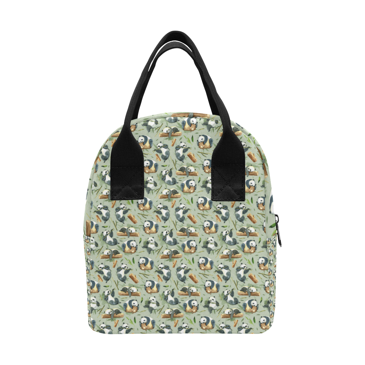 Panda Bear Design Bamboo Print Insulated Lunch Bag