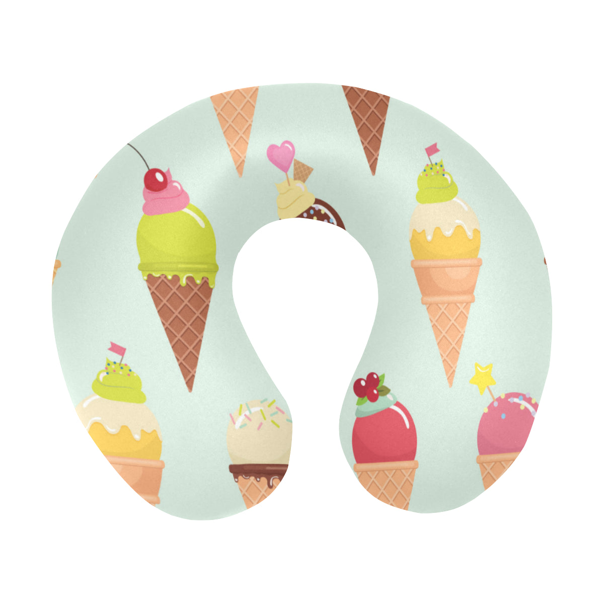 Ice Cream Pattern Print Design 03 U-Shaped Travel Neck Pillow