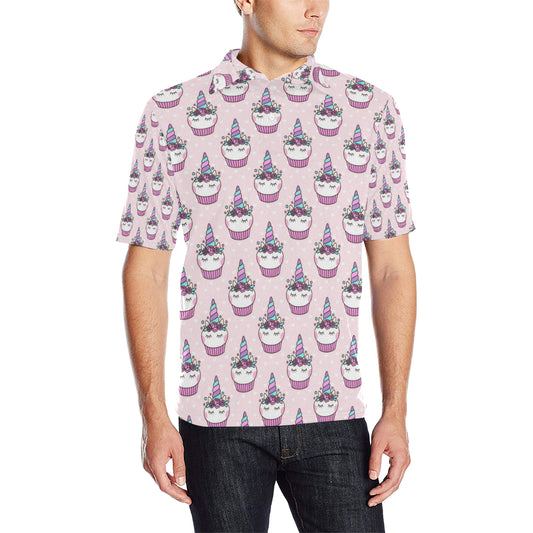 Cupcakes Unicorn Print Pattern Men Polo Shirt