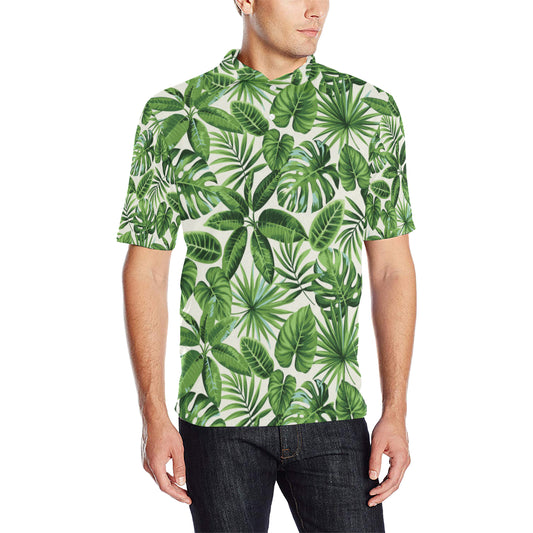 Tropical Flower Pattern Print Design TF013 Men Polo Shirt