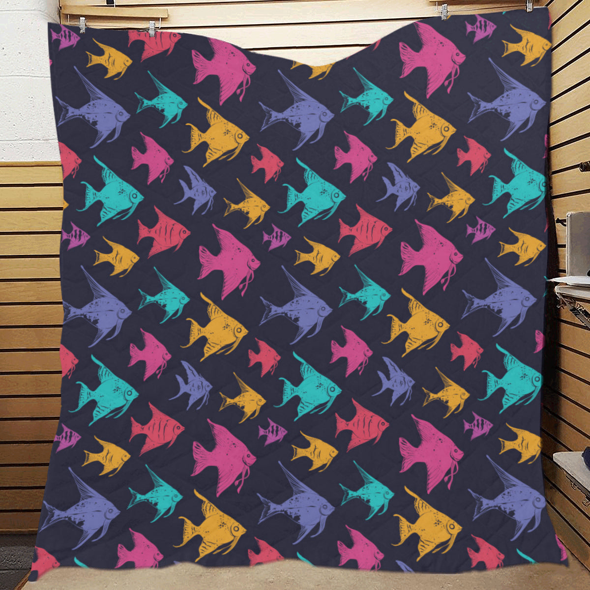 Angelfish Colorful Pattern Print Design 03 Premium Quilt