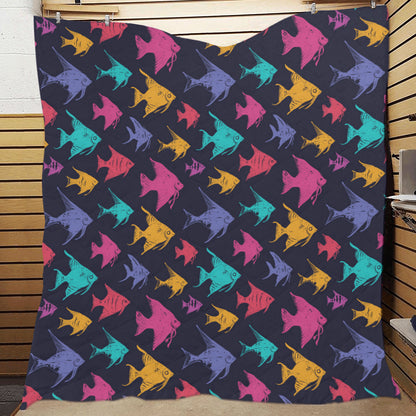 Angelfish Colorful Pattern Print Design 03 Premium Quilt