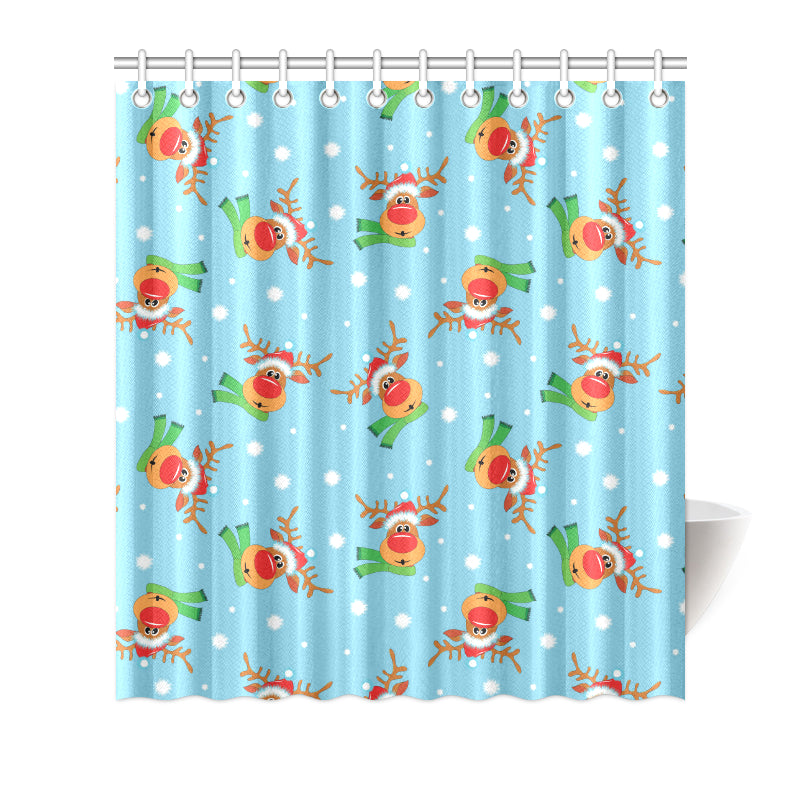 Reindeer cute Pattern Print Design 02 Shower Curtain
