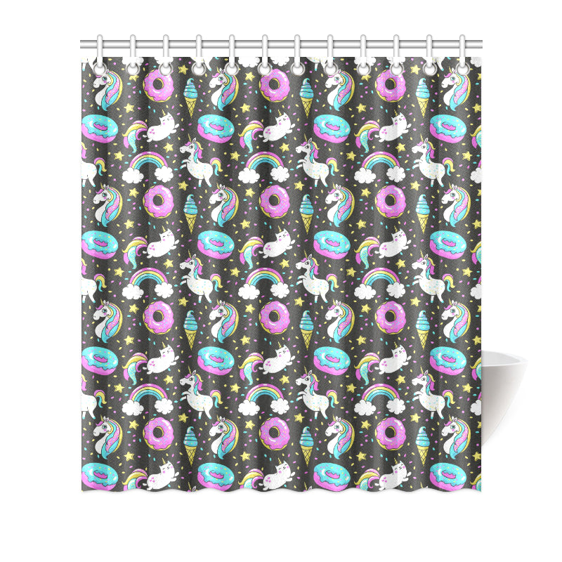 Donut Unicorn Pattern Print Design DN09 Shower Curtain