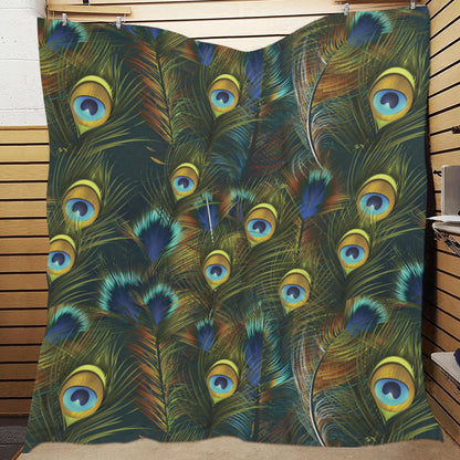 Peacock Feather Pattern Print Design A03 Premium Quilt