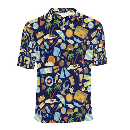 Beach Themed Pattern Print Design 04 Men Polo Shirt