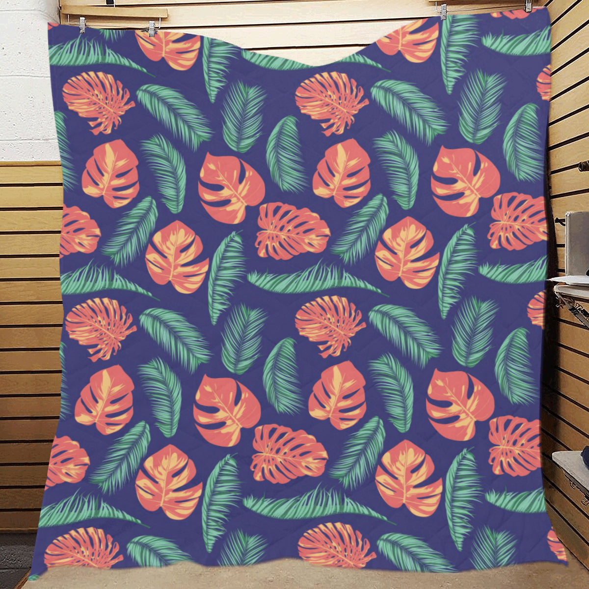 Palm Leaves Pattern Print Design PL011 Premium Quilt
