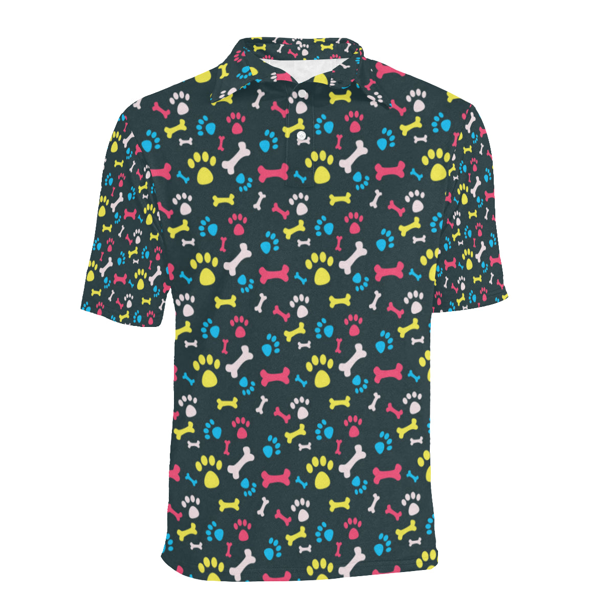 Paw Design Print Men Polo Shirt