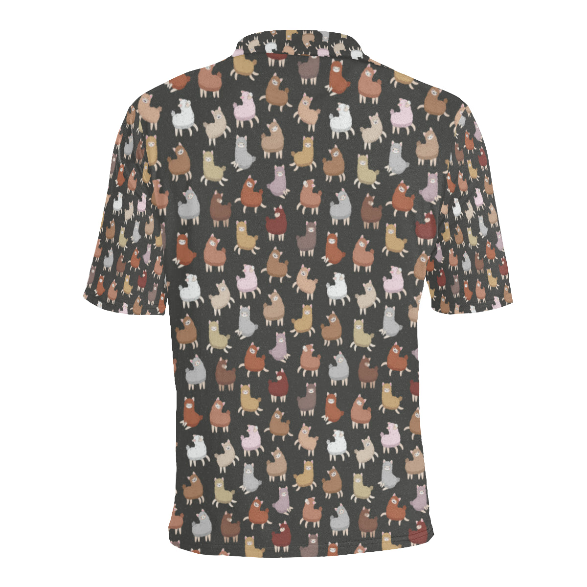 Alpaca Cute Design Themed Print Men Polo Shirt