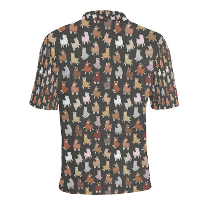 Alpaca Cute Design Themed Print Men Polo Shirt