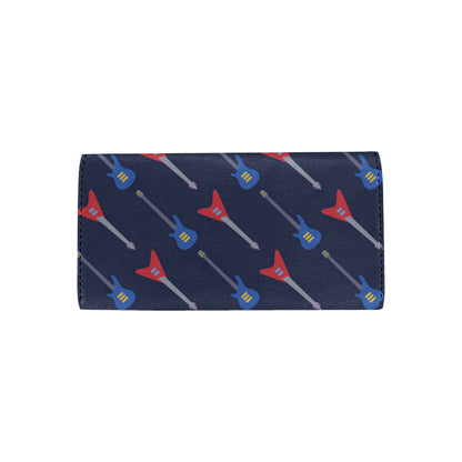Electric Guitar Pattern Print Design 01 Women's Trifold Wallet