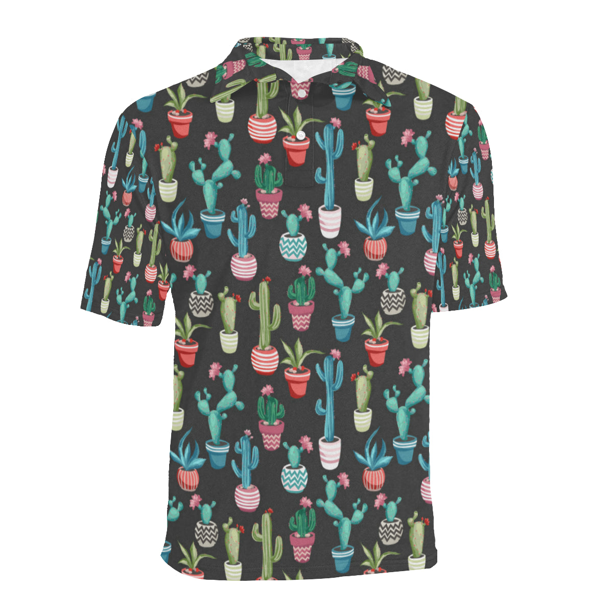 Cactus Pattern Print Design 02 Men Polo Shirt