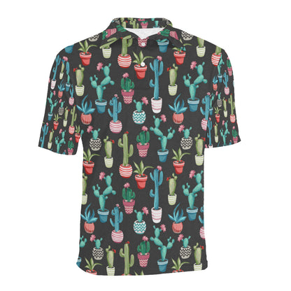 Cactus Pattern Print Design 02 Men Polo Shirt