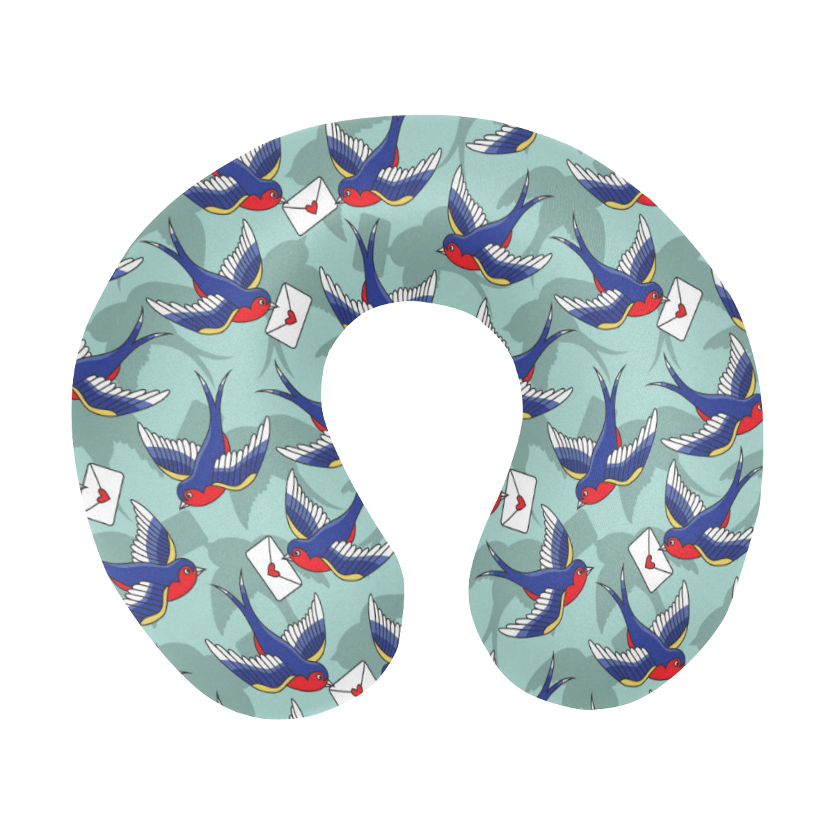 Swallow Bird Pattern Print Design 02 U-Shaped Travel Neck Pillow