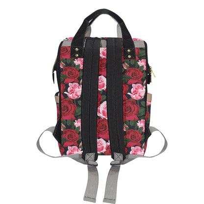 Rose Red Pink Pattern Print Design RO01 Diaper Bag Backpack