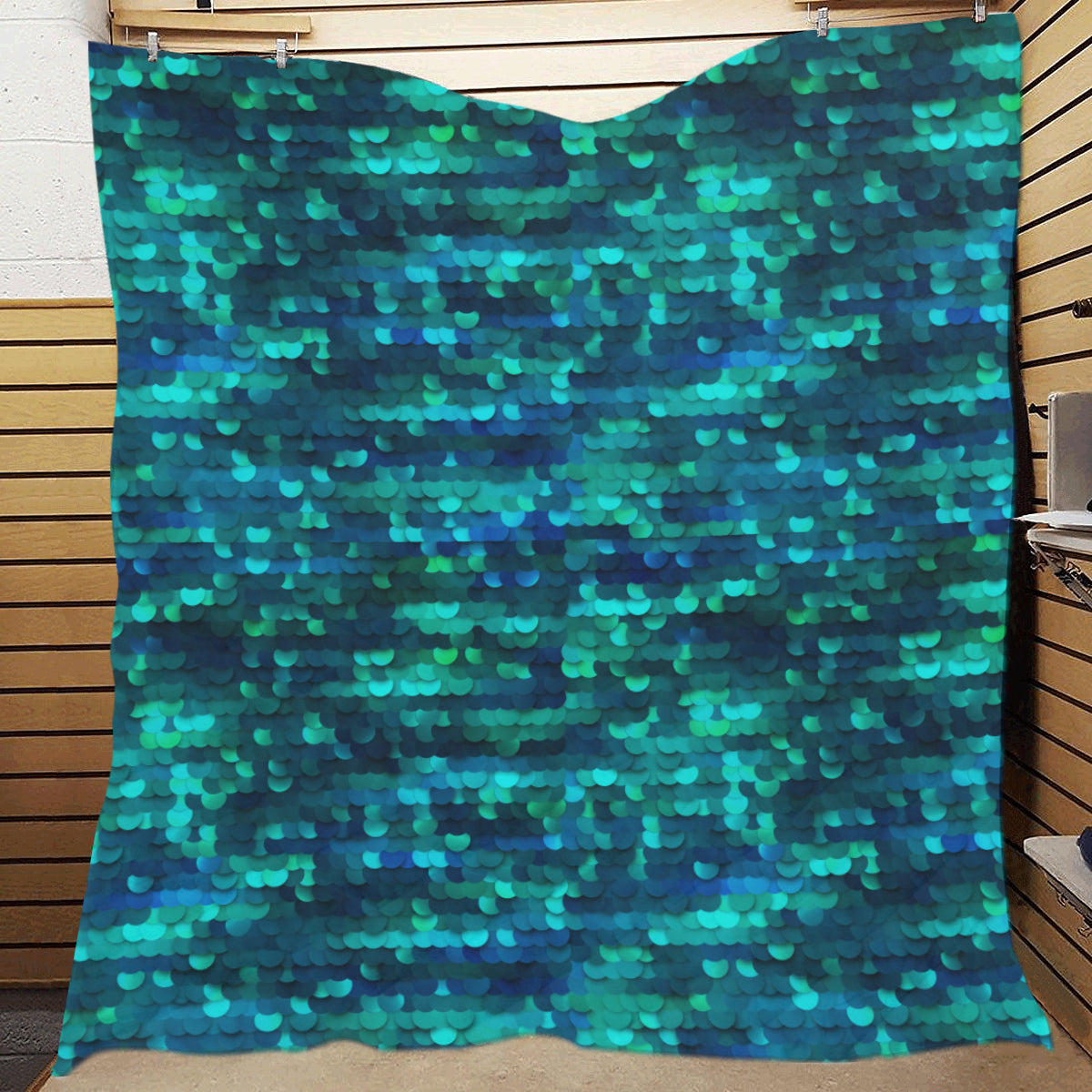 Mermaid Scales Pattern Print Design 06 Premium Quilt