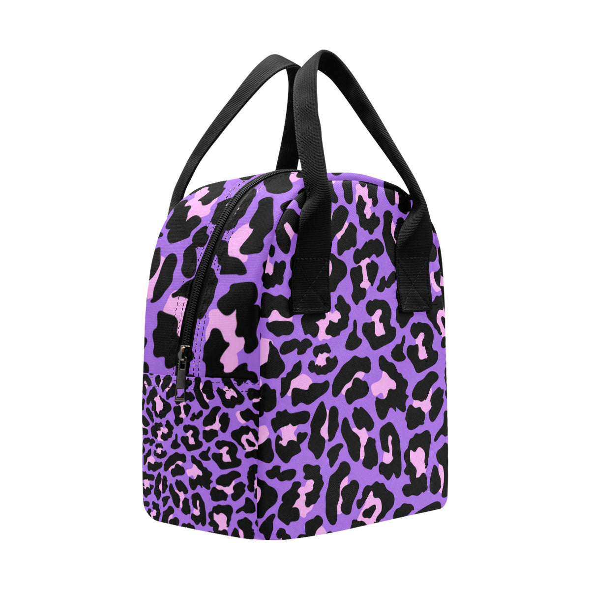 Cheetah Purple Neon Print Pattern Insulated Lunch Bag