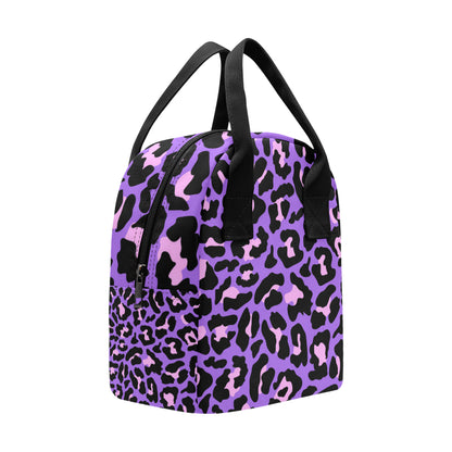 Cheetah Purple Neon Print Pattern Insulated Lunch Bag