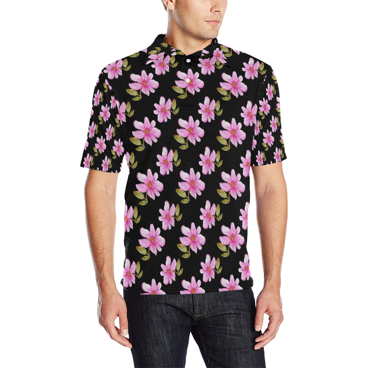 Magnolia Pattern Print Design MAG06 Men Polo Shirt