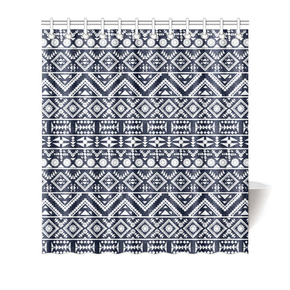 Blue White Tribal Aztec Shower Curtain