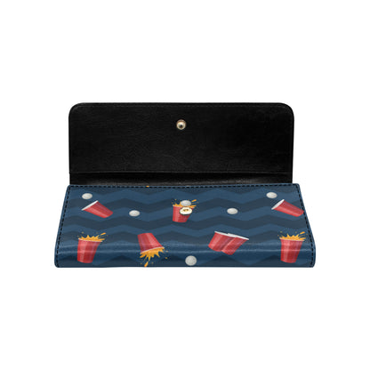 Beer Pong Pattern Print Design 01 Women's Trifold Wallet