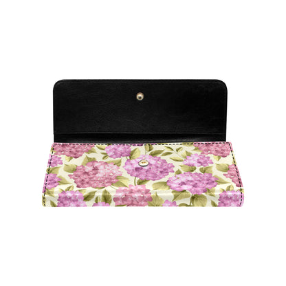 Hydrangea Pattern Print Design HD05 Women's Trifold Wallet