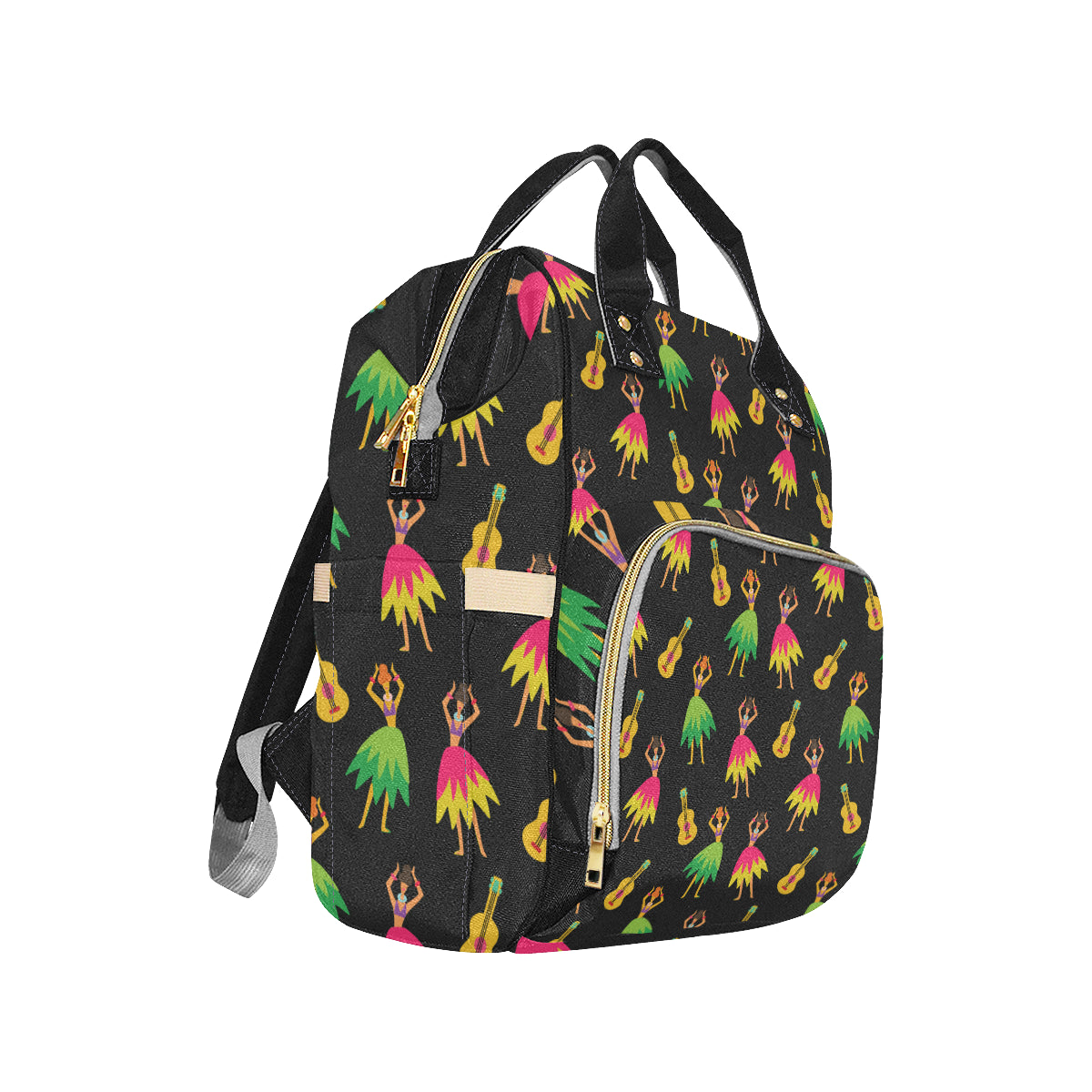 Hula Dancers Hawaiian Girl Pattern Print Design 03 Diaper Bag Backpack