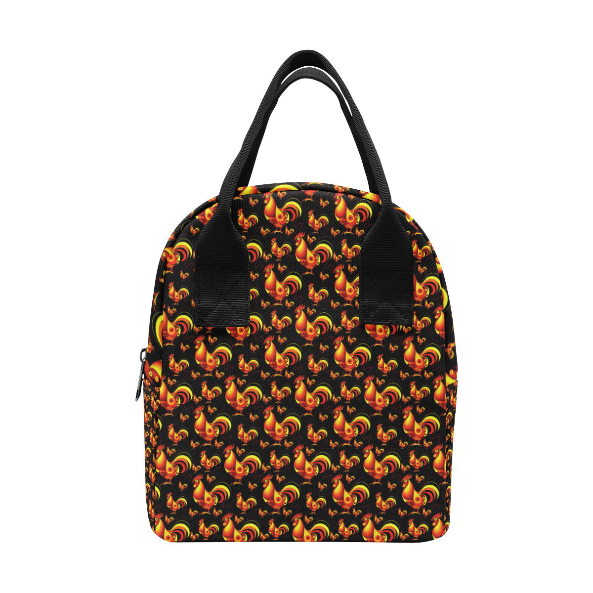 Rooster Print Themed Insulated Lunch Bag