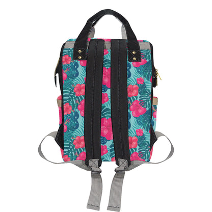 Red Hibiscus Pattern Print Design HB017 Diaper Bag Backpack