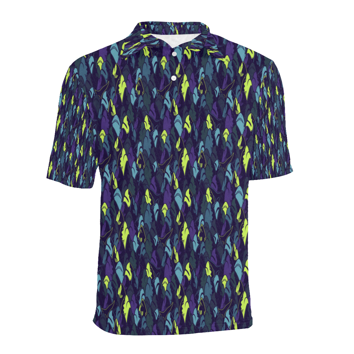 Shark Neon color Print Men Polo Shirt
