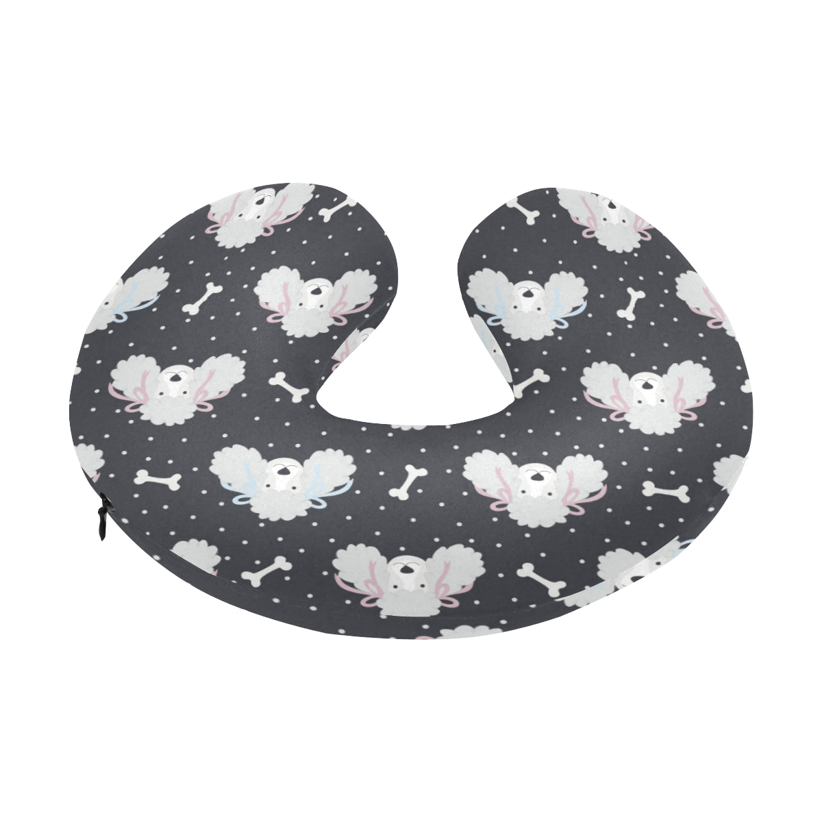 Poodle Pattern Print Design A03 U-Shaped Travel Neck Pillow