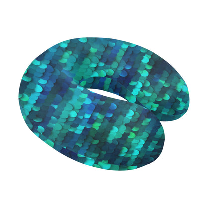 Mermaid Scales Pattern Print Design 06 U-Shaped Travel Neck Pillow
