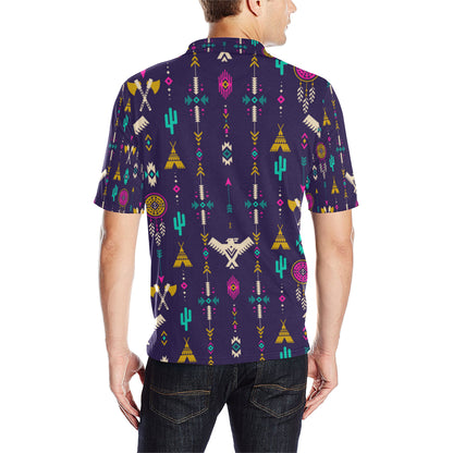 Native American Eagle Indian Pattern Men Polo Shirt