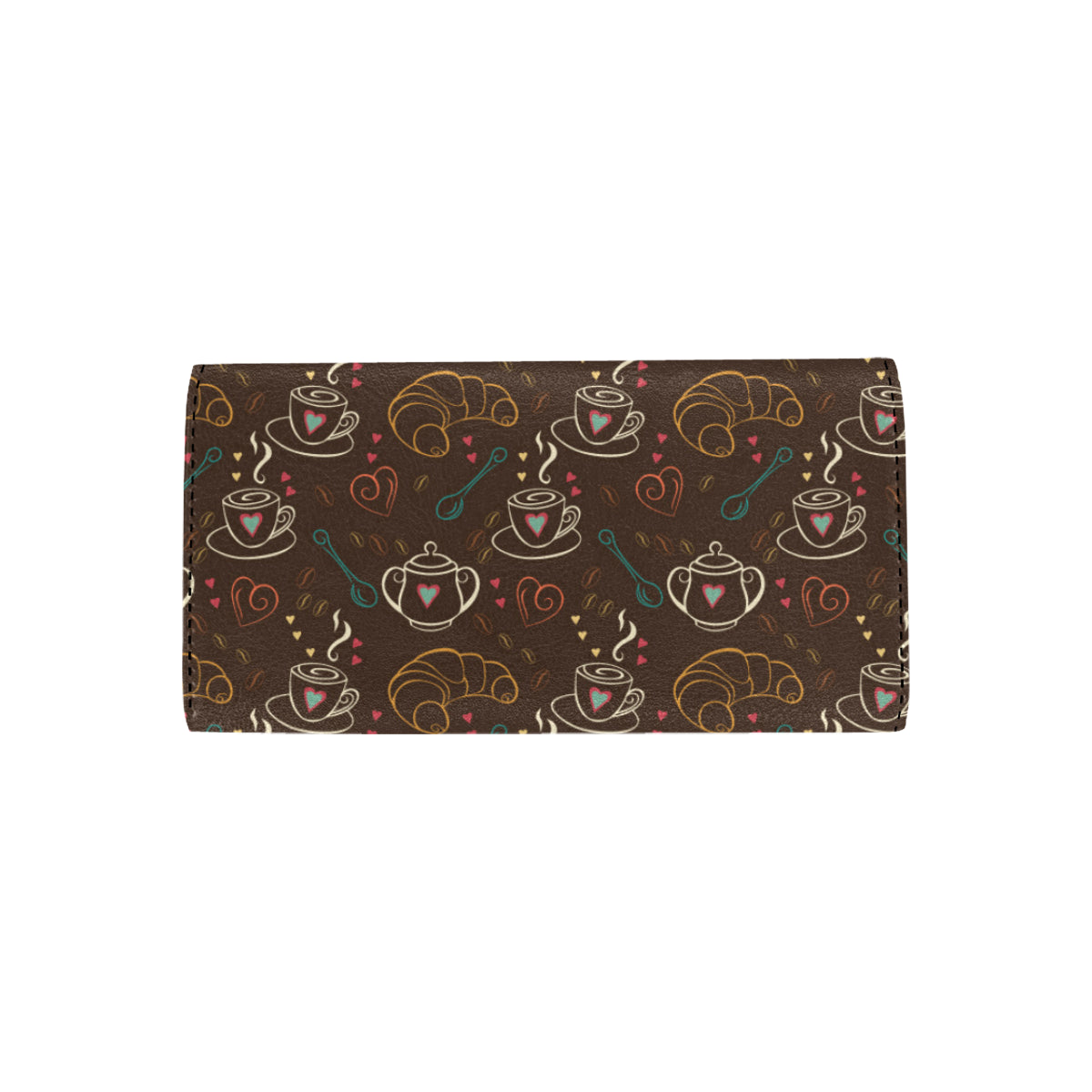 Coffee Pattern Print Design 06 Women's Trifold Wallet