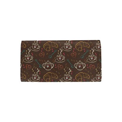 Coffee Pattern Print Design 06 Women's Trifold Wallet