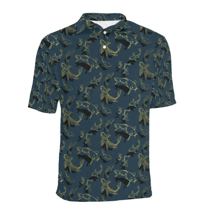 Koi Carp Gold Design Themed Print Men Polo Shirt