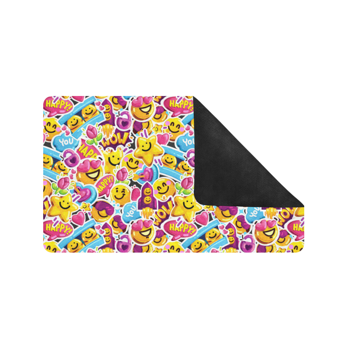 Emoji Sticker Print Pattern Rubber Doormat
