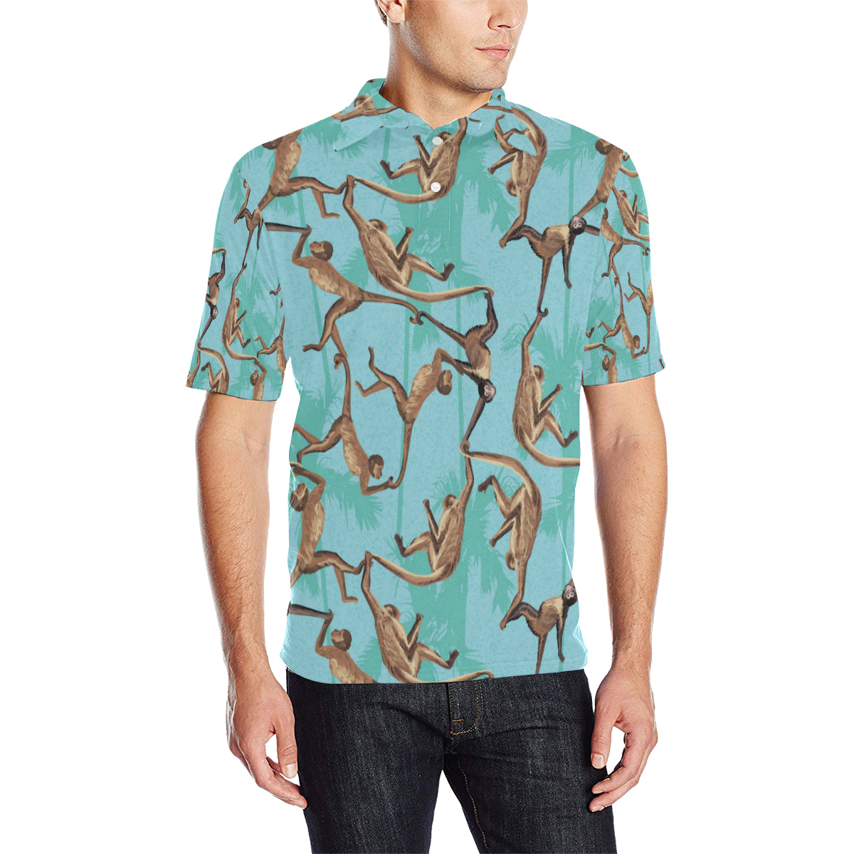 Monkey Pattern Print Design 04 Men Polo Shirt