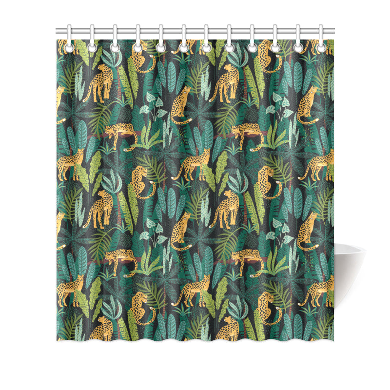 Jaguar Jungle Pattern Print Design 03 Shower Curtain