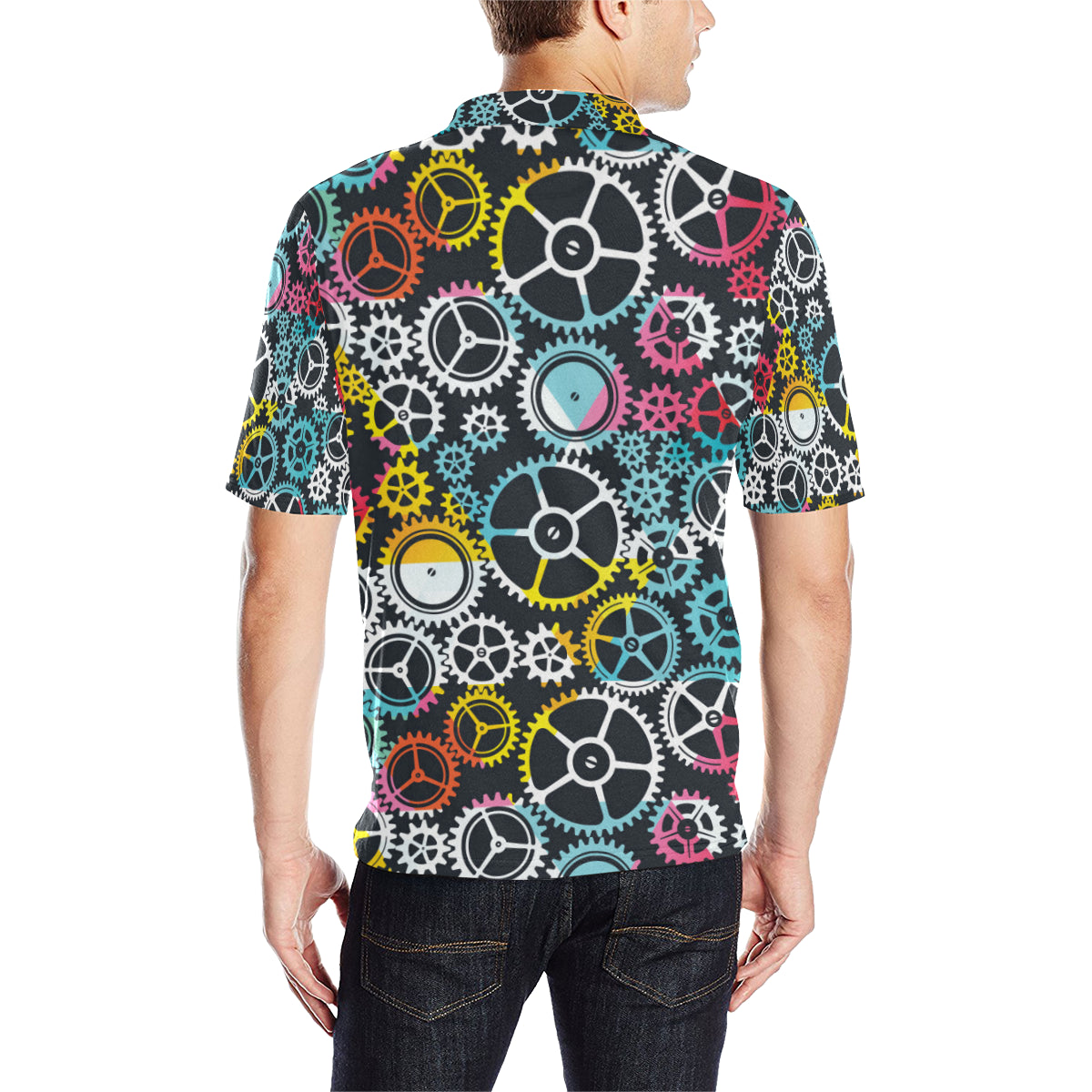 Mechanic Pattern Print Design 02 Men Polo Shirt