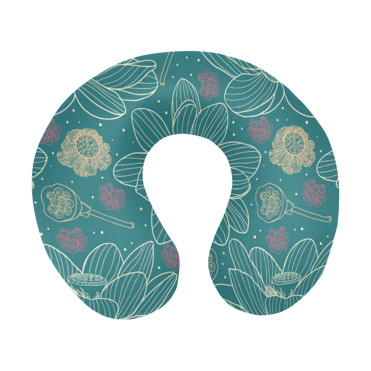 Lotus Pattern Print Design 01 U-Shaped Travel Neck Pillow