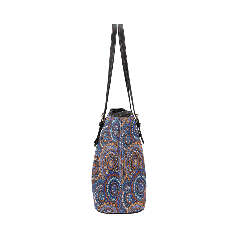 Mandala Boho Chic Design Print Leather Tote Bag